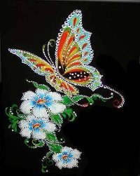 Картина Swarovski &quot;Бабочка и белые цветы&quot; B-300-gf
