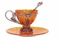 Чайная чашка из янтаря &quot;Васильки&quot; HD5002
