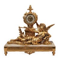 Часы из бронзы "Муза" на мраморной подставке 5595