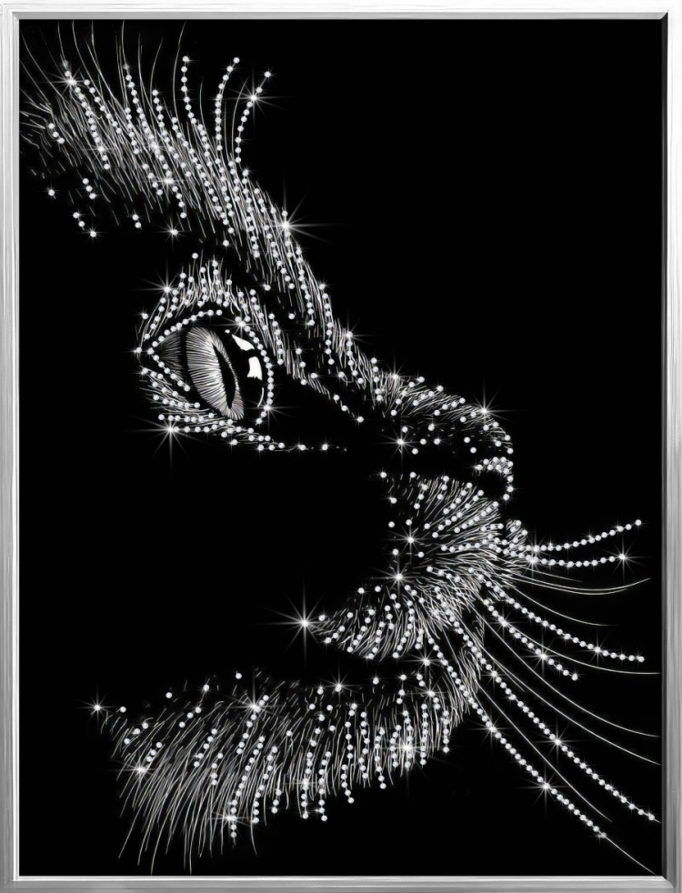 Картина Swarovski "Картина с кристаллами Черный кот 2024" Ch-501-gf