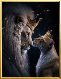 Картина Swarovski &quot;Картина с кристаллами Королевские Лев и львица 2024&quot; K-501-gf
