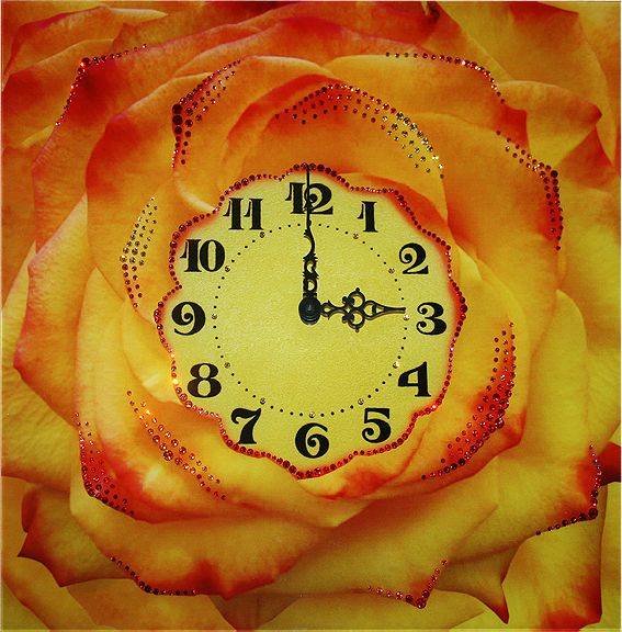 Настенные часы Swarovski "Чайная роза" CHS-038