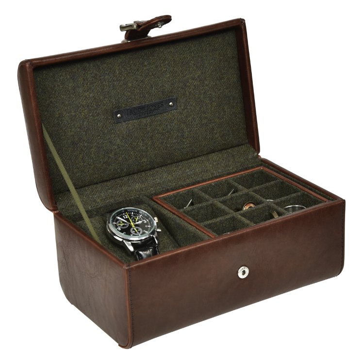 Шкатулка для часов и запонок LC Designs 73816 Бокс для часов и запонок коричневого цвета, серия - Jacob Jones.
