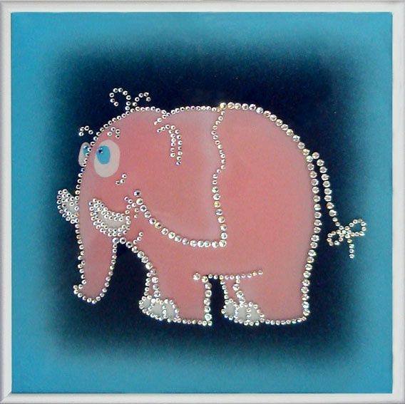 Картина Swarovski "Розовый слоник" R-012