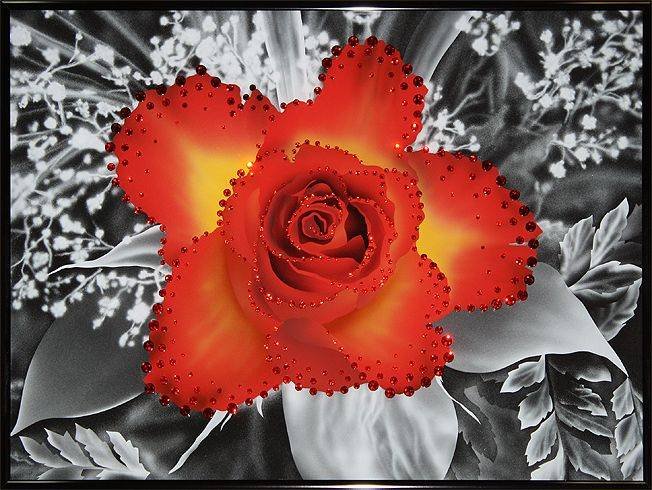 Картина Swarovski "Контраст цвета-Чайная роза" K-192