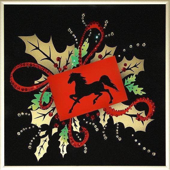 Картина Swarovski &quot;Новогодняя открытка Год лошади&quot; G-065 Прекрасная картина в виде открытки с изображением талисмана нынешнего года принесет в Ваш дом нотки оригинальности и шарма.