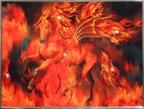 Картина Swarovski &quot;Огненный конь&quot; O-209-gf Картина, выполненная вручную, представляет собой настоящее произведение искусства, которое оценят даже искушенные ценители прекрасного.