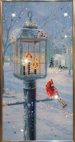 Картина Swarovski &quot;Рождественский вечер&quot; R-314-gf Роскошная зимняя композиция, которая не оставит равнодушным ни одного из Ваших близких, станет изюминкой любого интерьера.
