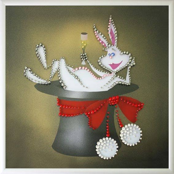 Картина Swarovski "Кролик в шляпе" K-053