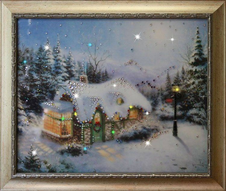 Картина Swarovski &quot;Рождество&quot; R-300-gf Прекрасная зимняя композиция, которая станет великолепным рождественским подарком, украсит любой интерьер и удивит своей оригинальностью.