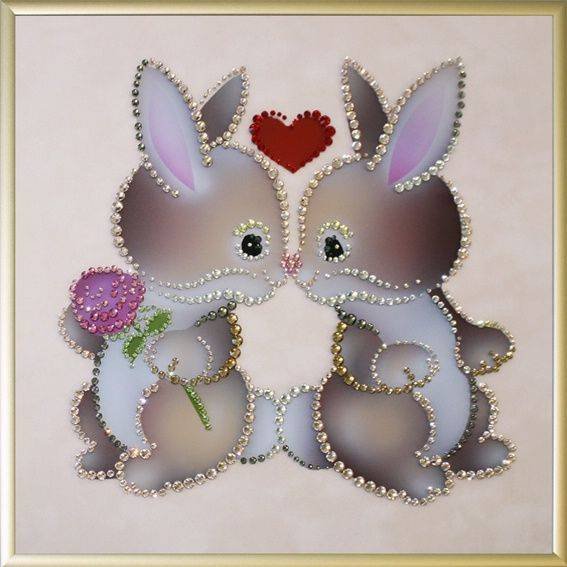 Картина Swarovski "Влюбленные кролики" V-049krol