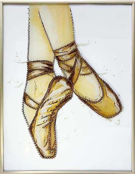 Картина Swarovski "Пуанты золото 2" 2216-gf