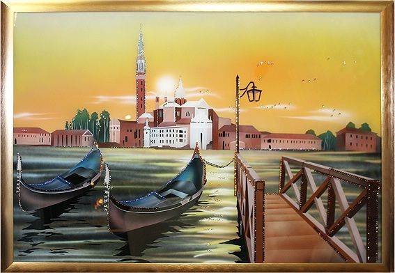 Картина Swarovski &quot;Венеция&quot; V-054 Картина, выполненная вручную, представляет собой настоящее произведение искусства, которое оценят даже искушенные ценители прекрасного.