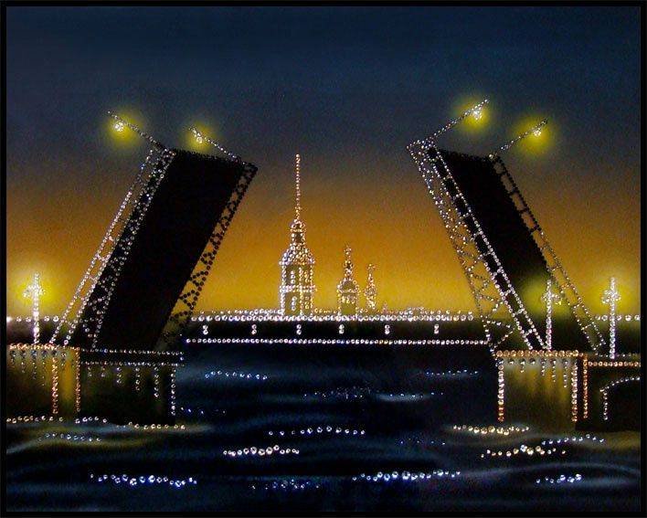 Картина Swarovski &quot;Дворцовый мост&quot; D-023 Картина, выполненная вручную, представляет собой настоящее произведение искусства, которое оценят даже искушенные ценители прекрасного.