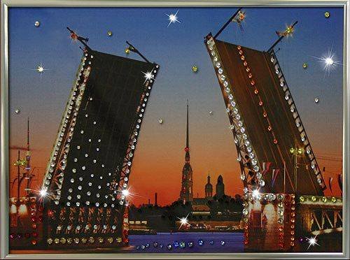 Картина Swarovski &quot;Дворцовый мост малый&quot; D-316-gf Картина станет настоящей изюминкой в Вашем интерьере, либо украсит дом человека, которому Вы подберете ее на подарок.