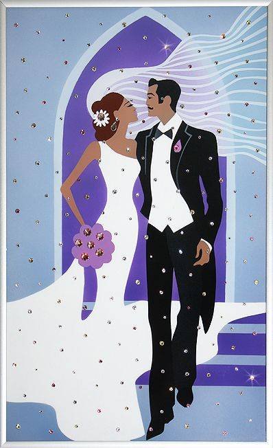 Картина Swarovski &quot;Молодожены&quot; M-074 Такая картина станет отличным подарком на свадьбу и способна вызвать восхищение не только молодоженов, но и всех гостей.
