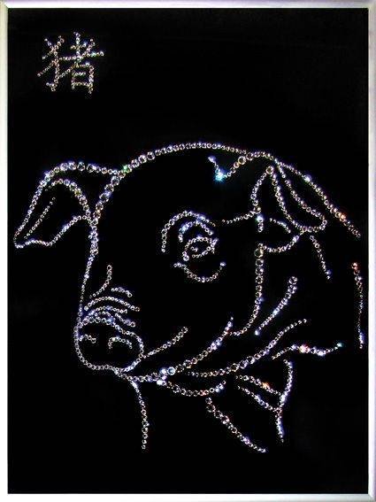 Картина Swarovski "Символ года - свинья (Кабан)" S-111