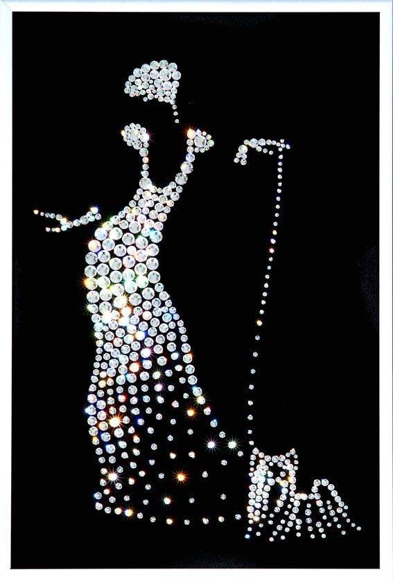 Картина Swarovski &quot;Дама с собачкой&quot; D-022 Картина, выполненная вручную, представляет собой настоящее произведение искусства, которое оценят даже искушенные ценители прекрасного.