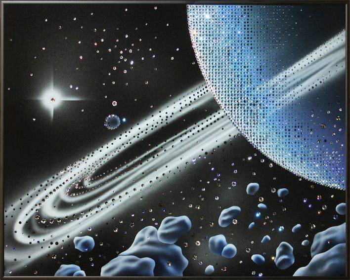 Картина Swarovski &quot;Кольца Сатурна&quot; K-052 Картина внесет в интерьер нотки роскоши и индивидуальности, будет радовать глаз хозяина и его гостей.