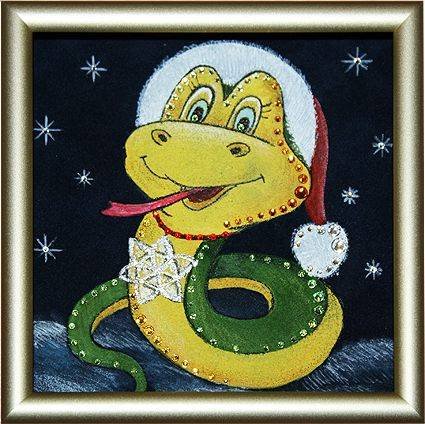 Картина Swarovski &quot;Новогодняя змейка&quot; Z-109 Картина, выполненная вручную, представляет собой настоящее произведение искусства, которое оценят даже искушенные ценители прекрасного.