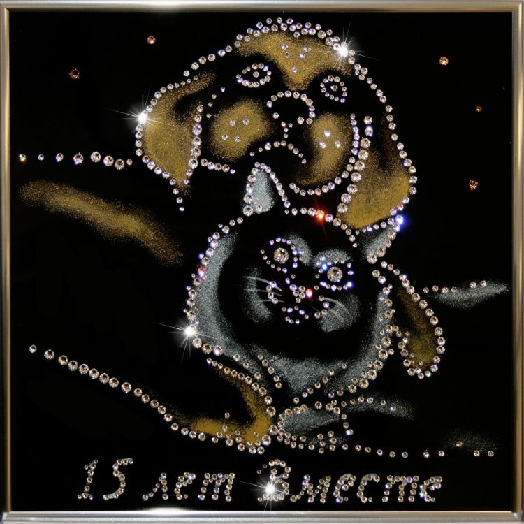 Картина Swarovski "Кошка с собакой" KZ-147gf